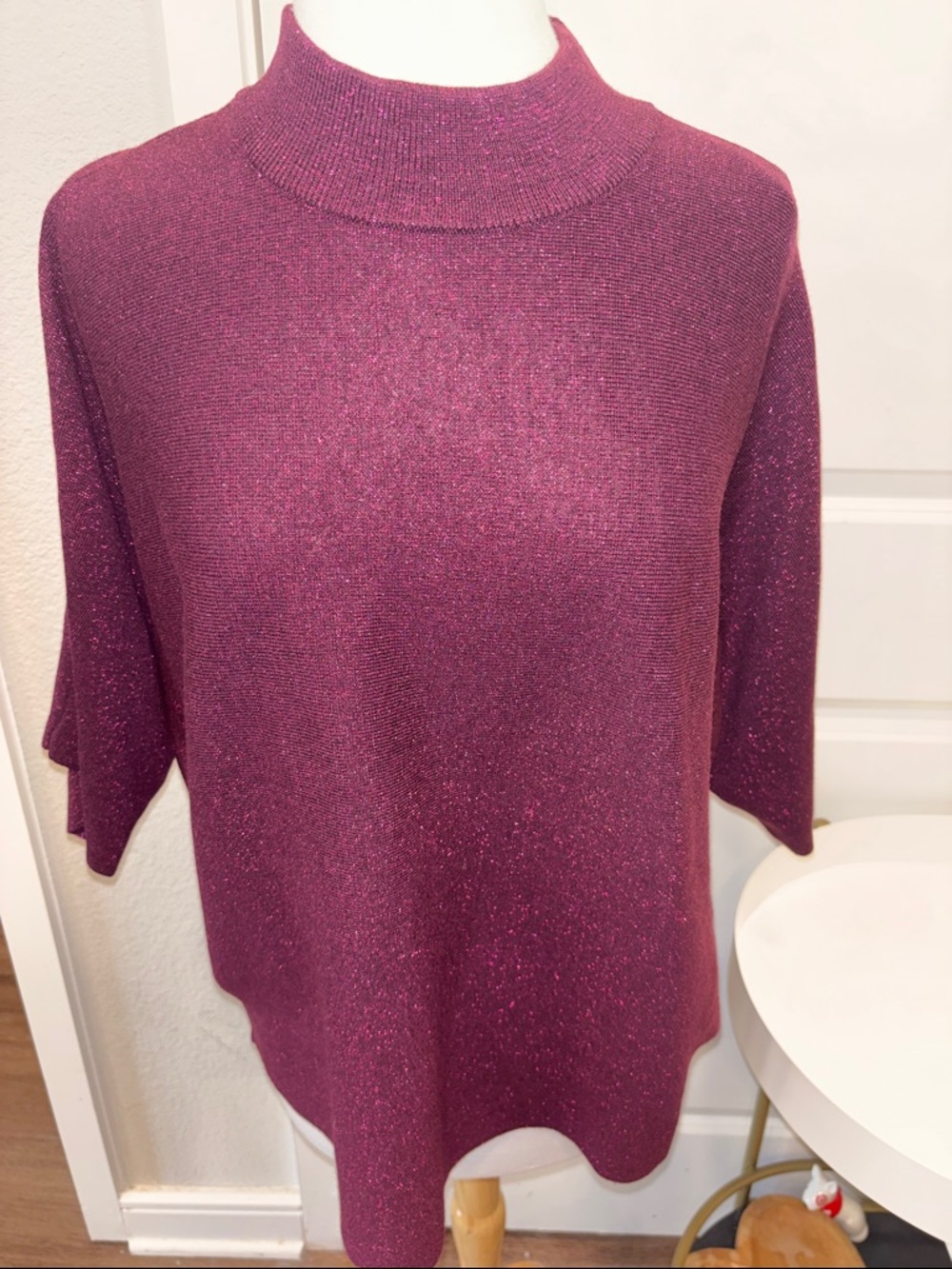 NWT Chico's Shimmery Plum Dolman Sleeve Sweater